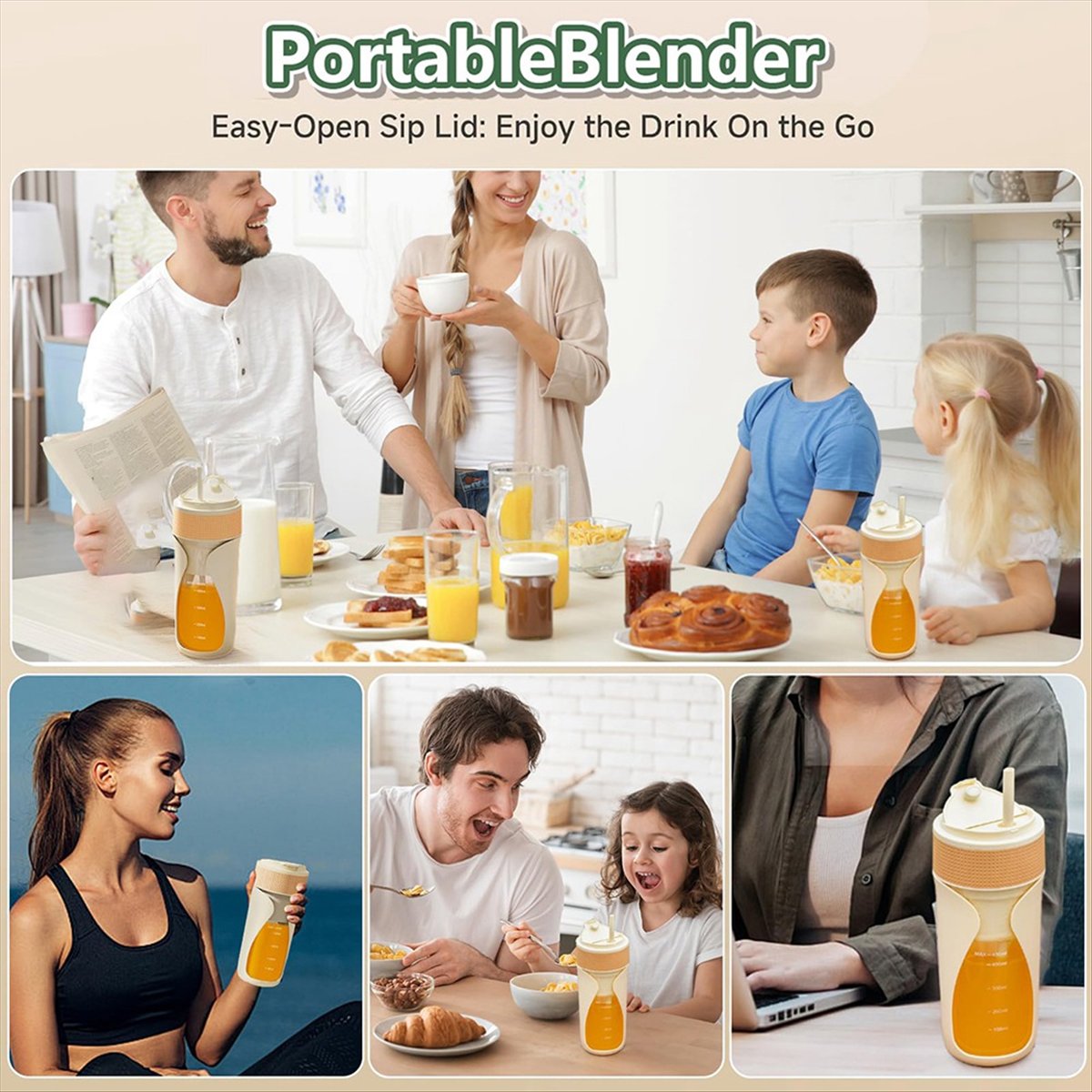 Portable Blender Usb Rechargeable - Blender portable 450 ml, multifonction, avec